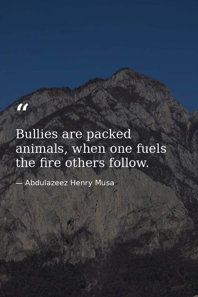 Bullies are packed animals, when one fuels the fire others follow. — Abdulazeez Henry Musa