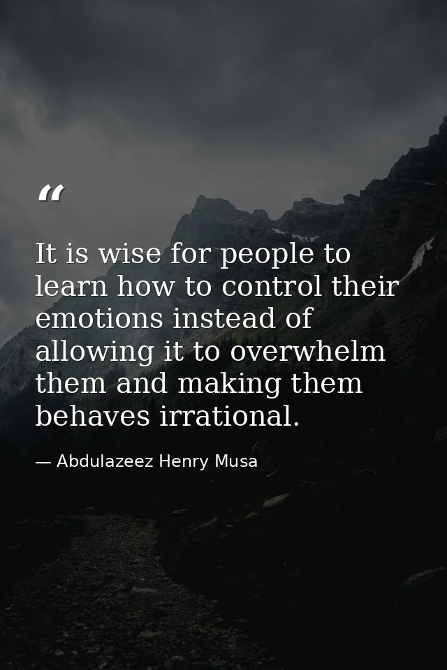 It is wise for people to learn how to control their emotions instead of allowing it to overwhelm them and making them be — Abdulazeez Henry Musa