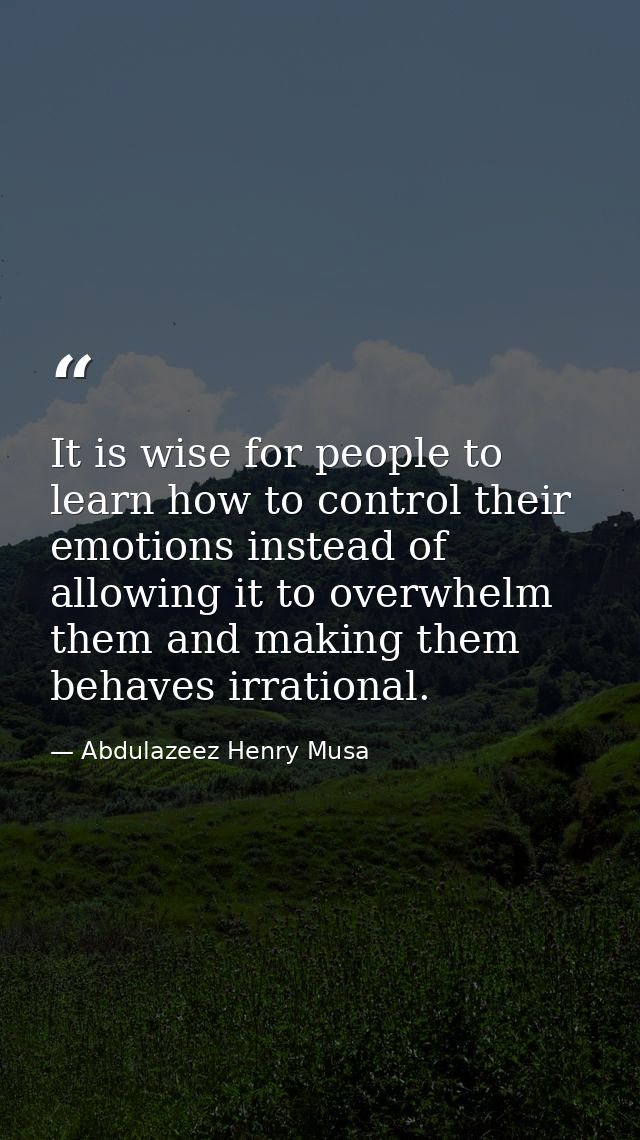 It is wise for people to learn how to control their emotions instead of allowing it to overwhelm them and making them be — Abdulazeez Henry Musa