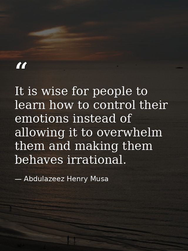 It is wise for people to learn how to control their emotions instead of allowing it to overwhelm them and making them be — Abdulazeez Henry Musa