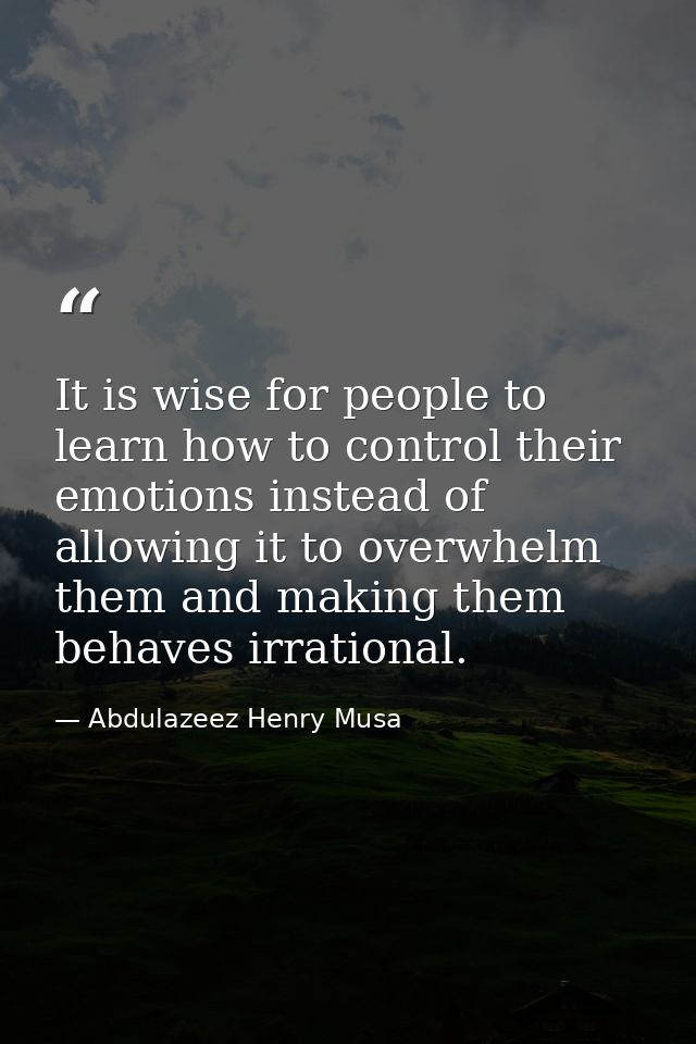 It is wise for people to learn how to control their emotions instead of allowing it to overwhelm them and making them be — Abdulazeez Henry Musa