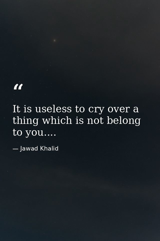 It is useless to cry over a thing which is not belong to you.... — Jawad Khalid
