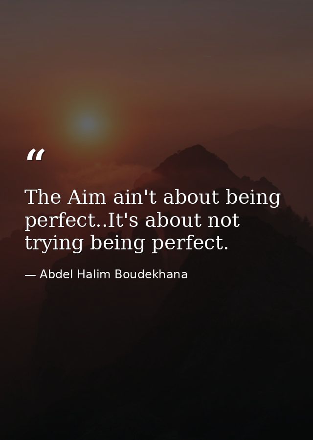 The Aim ain't about being perfect..It's about not trying being perfect. — Abdel Halim Boudekhana