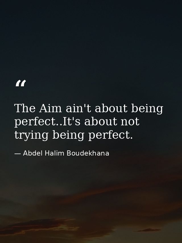 The Aim ain't about being perfect..It's about not trying being perfect. — Abdel Halim Boudekhana