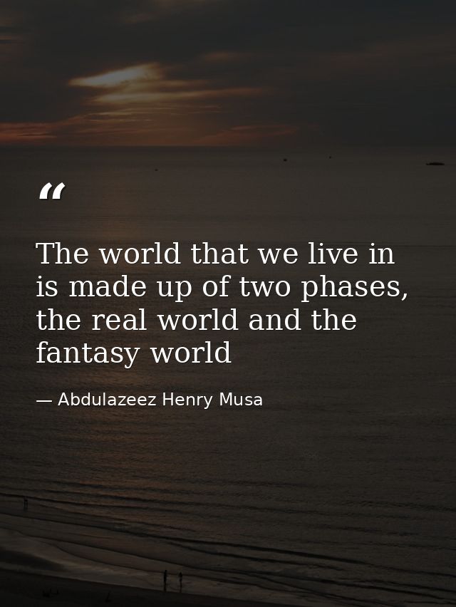 The world that we live in is made up of two phases, the real world and the fantasy world — Abdulazeez Henry Musa