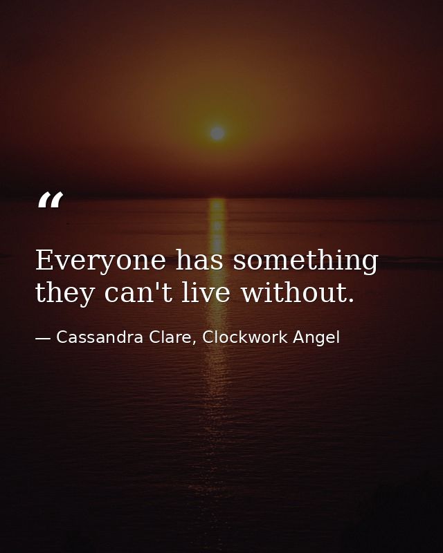 Everyone has something they can't live without. — Cassandra Clare, Clockwork Angel