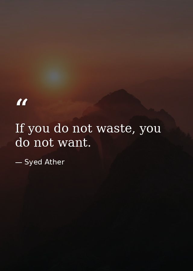 If you do not waste, you do not want. — Syed Ather