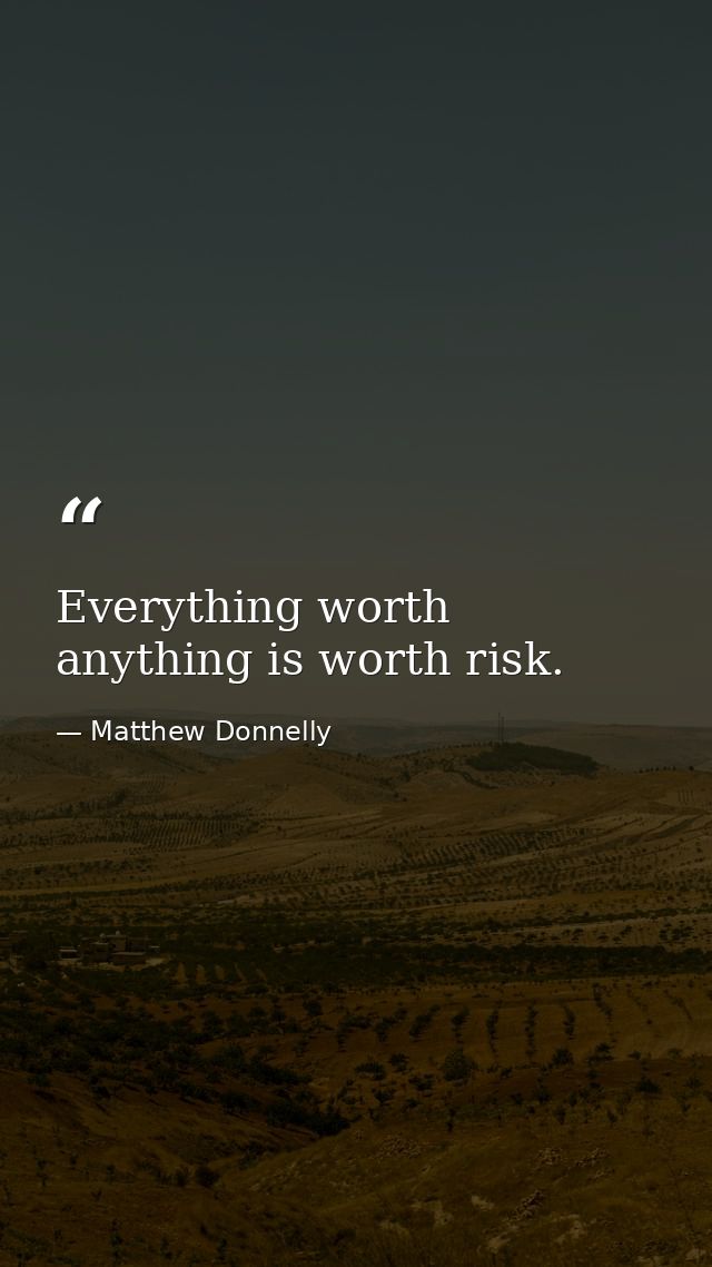 Everything worth anything is worth risk. — Matthew Donnelly