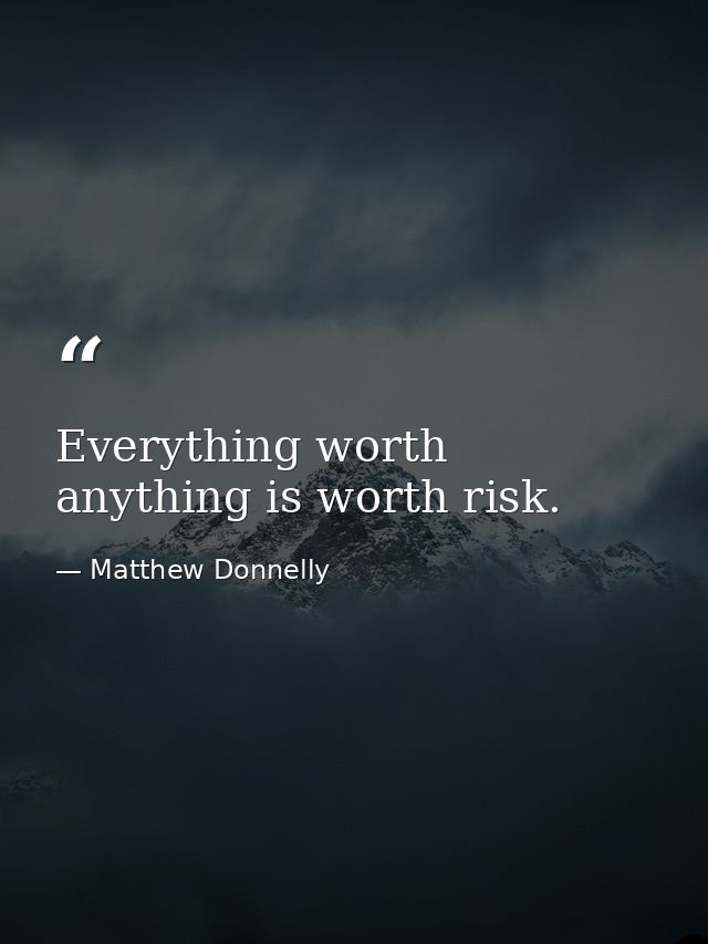 Everything worth anything is worth risk. — Matthew Donnelly