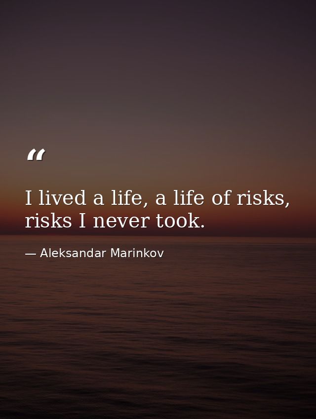 I lived a life, a life of risks, risks I never took. — Aleksandar Marinkov
