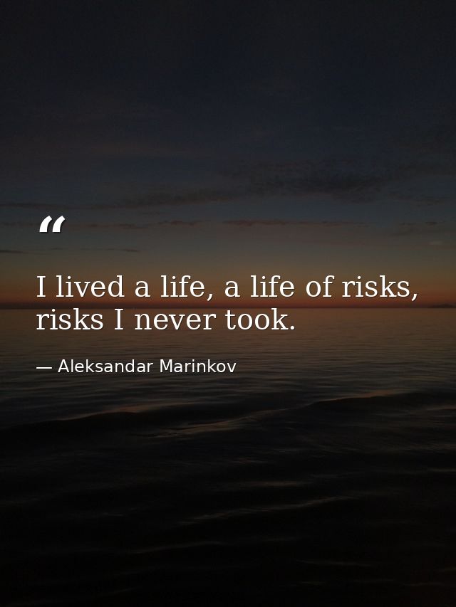 I lived a life, a life of risks, risks I never took. — Aleksandar Marinkov