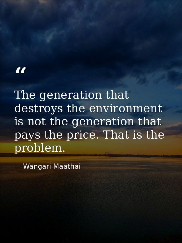 The generation that destroys the environment is not the generation that pays the price. That is the problem. — Wangari Maathai