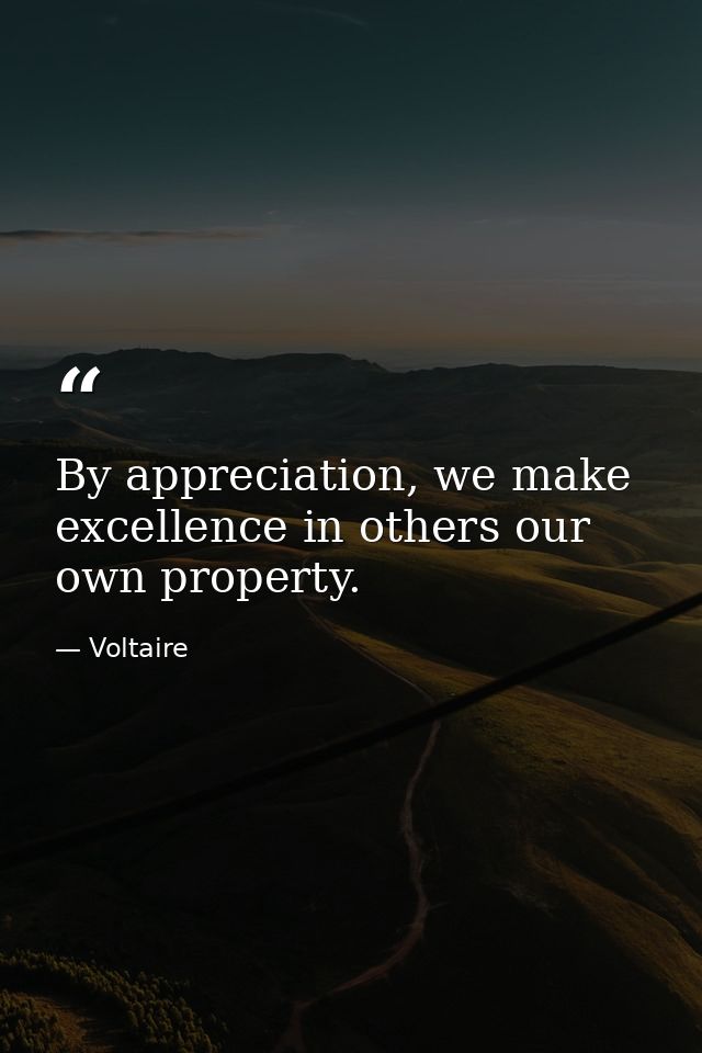 By appreciation, we make excellence in others our own property. — Voltaire