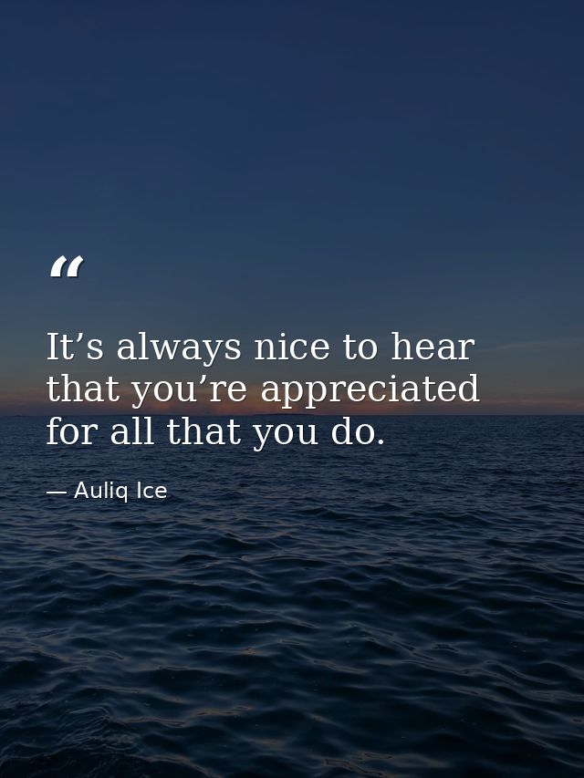 It’s always nice to hear that you’re appreciated for all that you do. — Auliq Ice