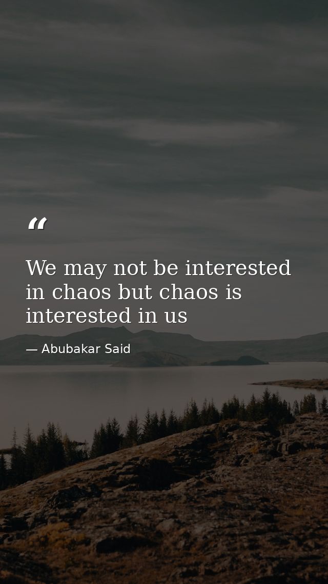 We may not be interested in chaos but chaos is interested in us — Abubakar Said