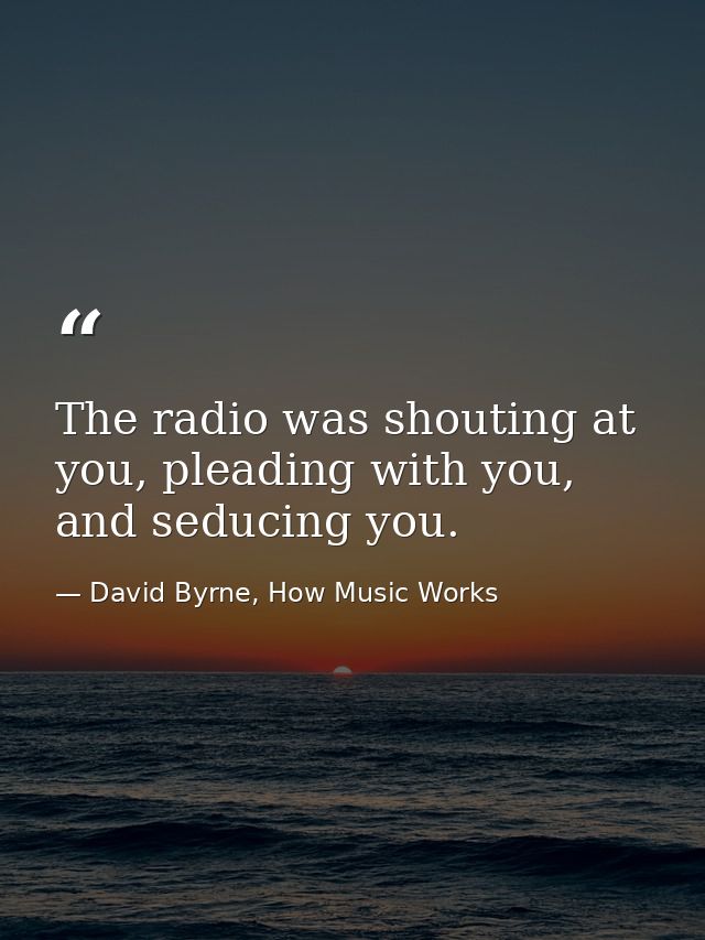 The radio was shouting at you, pleading with you, and seducing you. — David Byrne, How Music Works