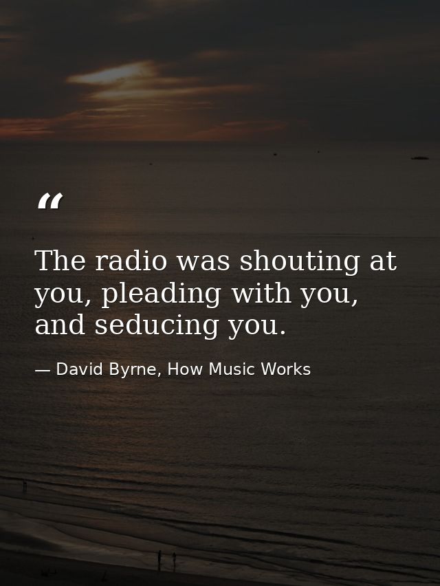 The radio was shouting at you, pleading with you, and seducing you. — David Byrne, How Music Works