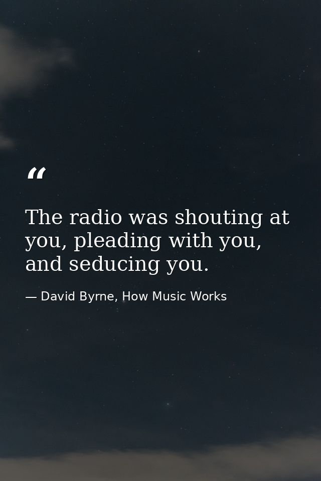 The radio was shouting at you, pleading with you, and seducing you. — David Byrne, How Music Works