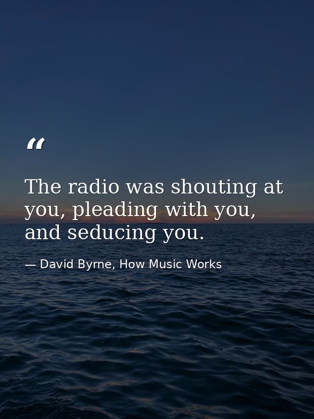 The radio was shouting at you, pleading with you, and seducing you. — David Byrne, How Music Works
