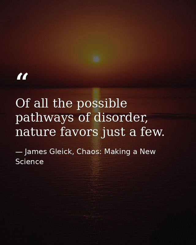Of all the possible pathways of disorder, nature favors just a few. — James Gleick, Chaos: Making a New Science