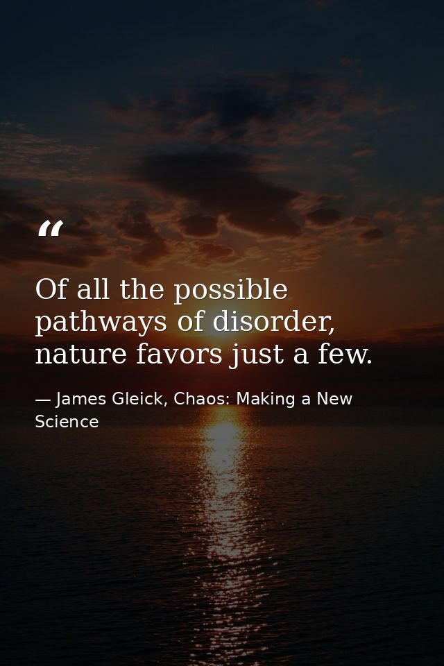 Of all the possible pathways of disorder, nature favors just a few. — James Gleick, Chaos: Making a New Science