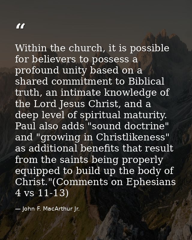 Within the church, it is possible for believers to possess a profound unity based on a shared commitment to Biblical tru — John F. MacArthur Jr.