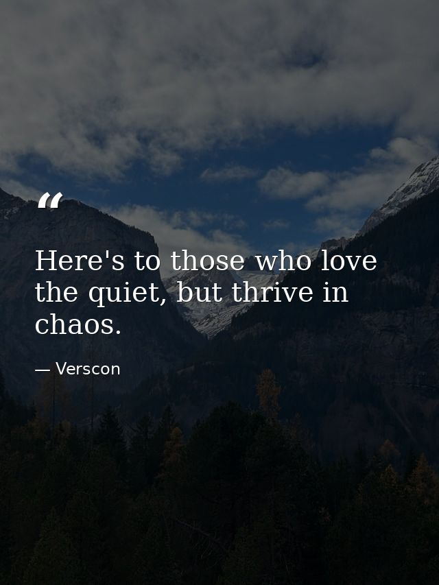 Here's to those who love the quiet, but thrive in chaos. — Verscon