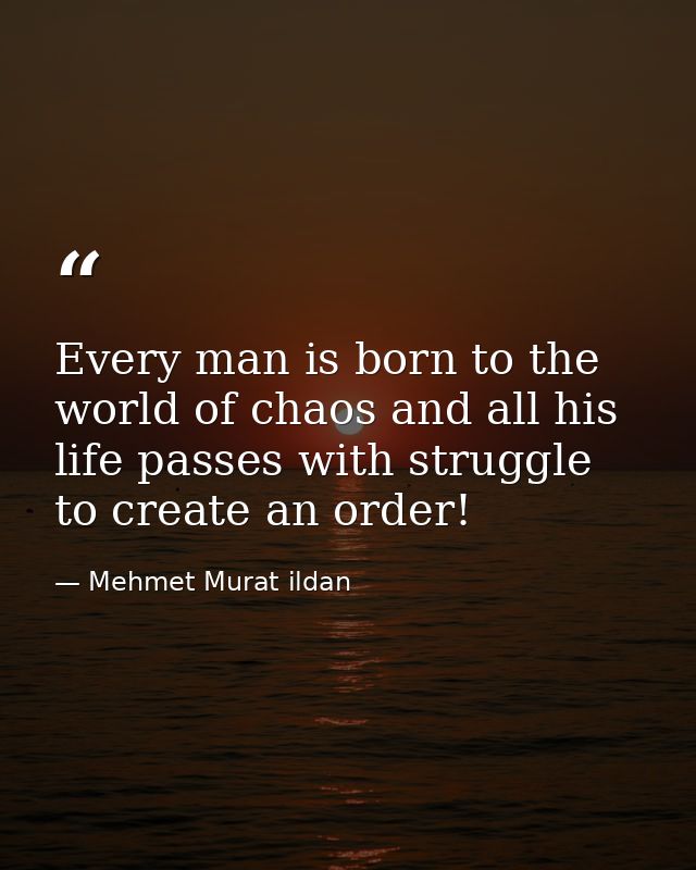 Every man is born to the world of chaos and all his life passes with struggle to create an order! — Mehmet Murat ildan