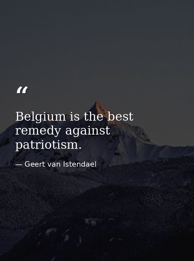 Belgium is the best remedy against patriotism. — Geert van Istendael
