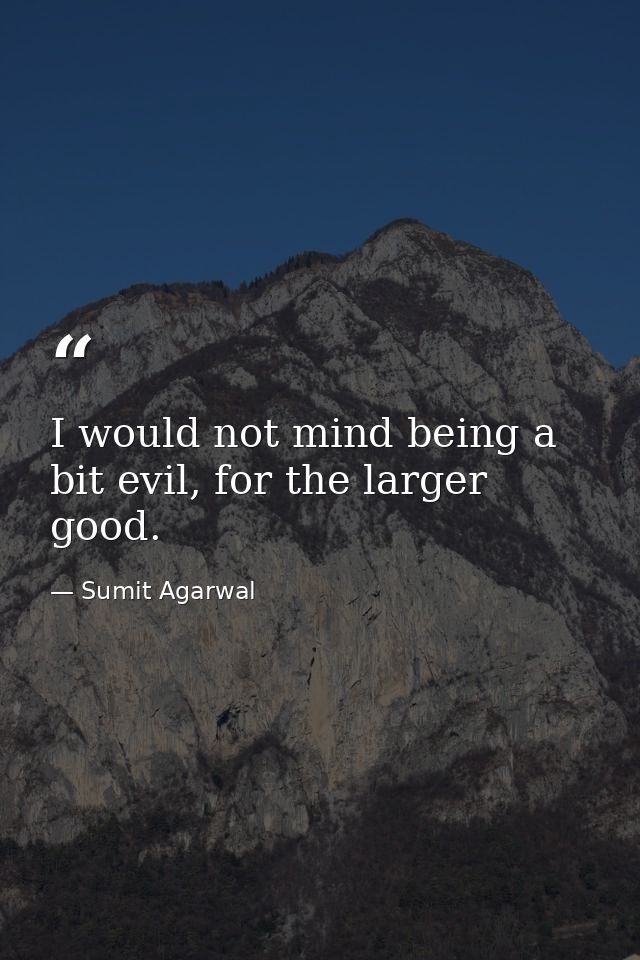 I would not mind being a bit evil, for the larger good. — Sumit Agarwal