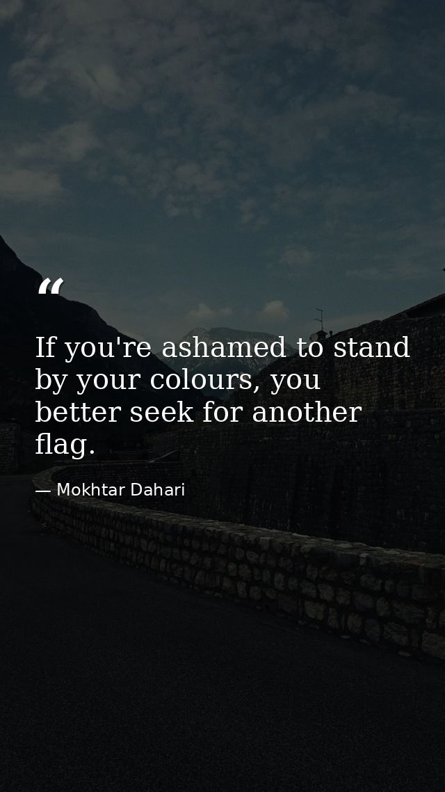 If you're ashamed to stand by your colours, you better seek for another flag. — Mokhtar Dahari
