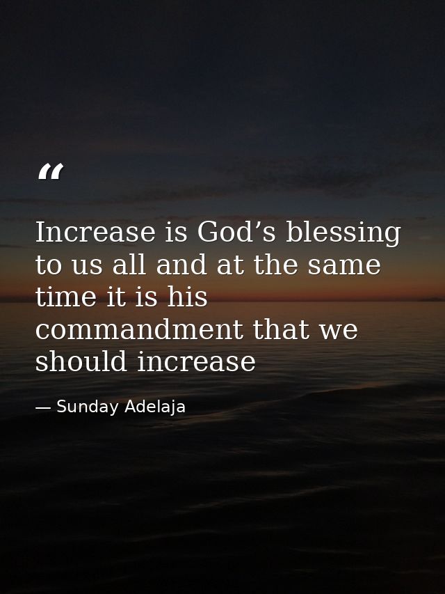 Increase is God’s blessing to us all and at the same time it is his commandment that we should increase — Sunday Adelaja