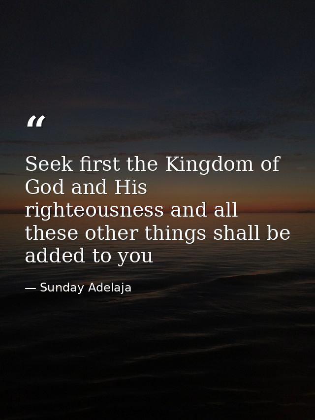 Seek first the Kingdom of God and His righteousness and all these other things shall be added to you — Sunday Adelaja