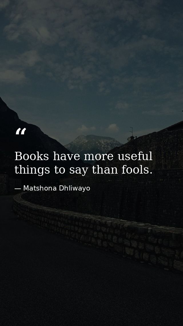 Books have more useful things to say than fools. — Matshona Dhliwayo