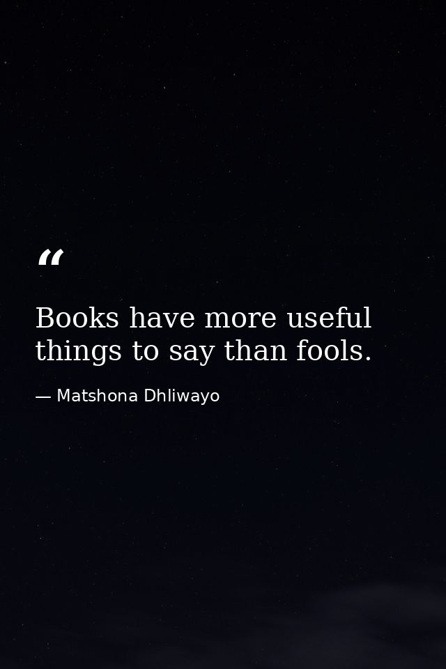 Books have more useful things to say than fools. — Matshona Dhliwayo