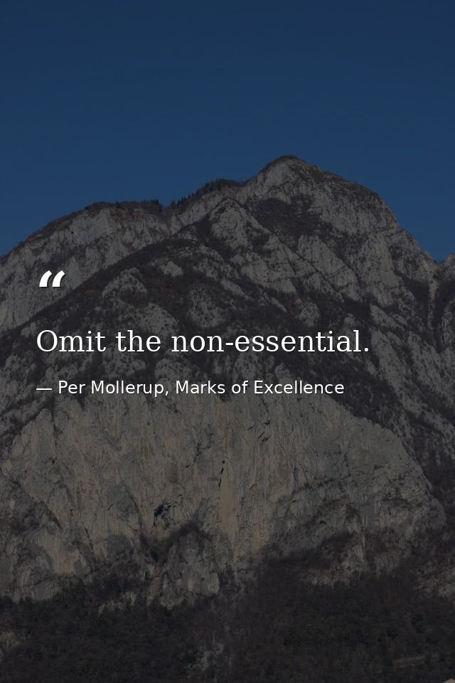 Omit the non-essential. — Per Mollerup, Marks of Excellence