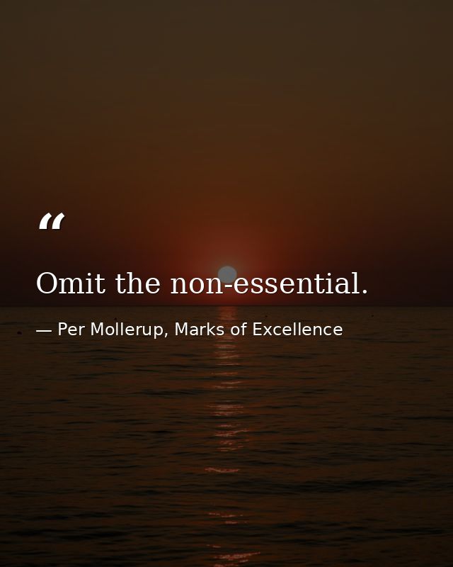 Omit the non-essential. — Per Mollerup, Marks of Excellence