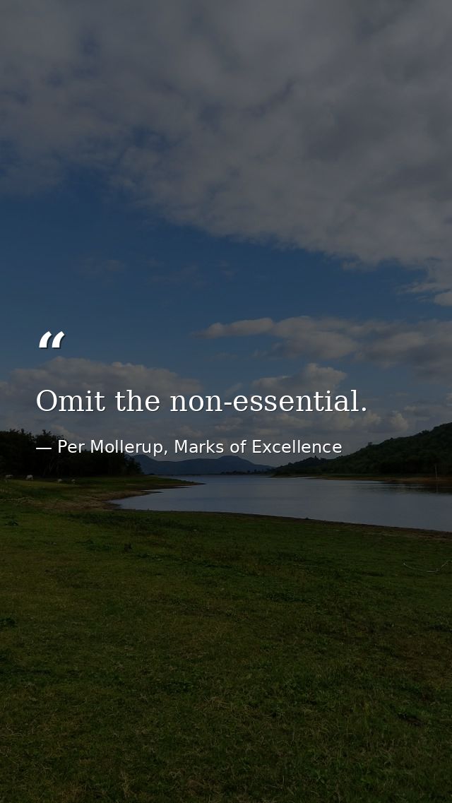 Omit the non-essential. — Per Mollerup, Marks of Excellence