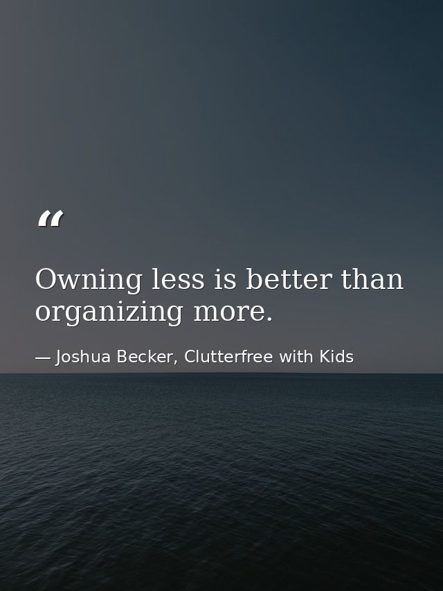 Owning less is better than organizing more. — Joshua Becker, Clutterfree with Kids