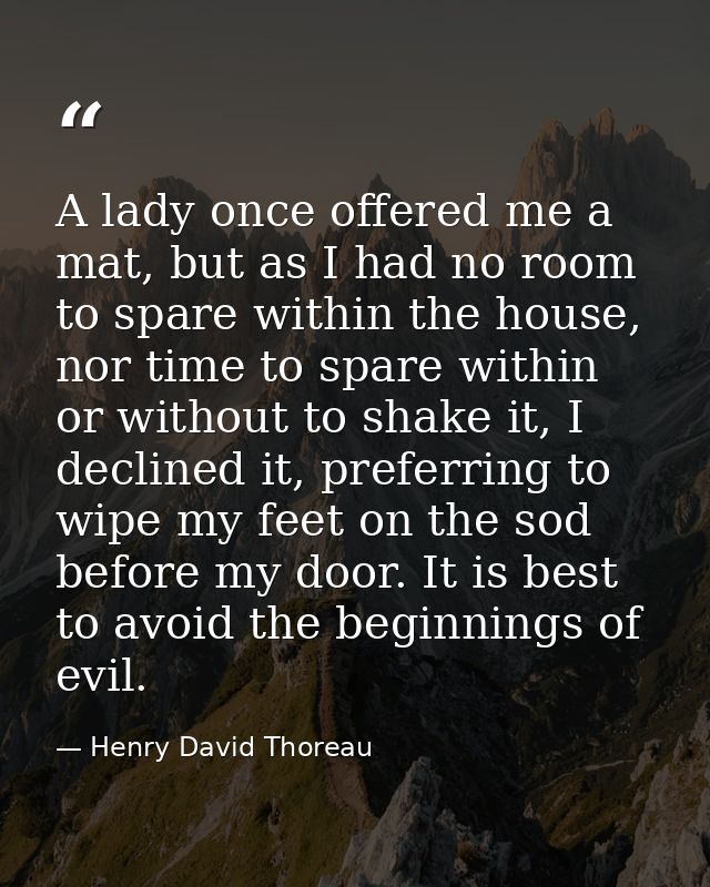 A lady once offered me a mat, but as I had no room to spare within the house, nor time to spare within or without to sha — Henry David Thoreau