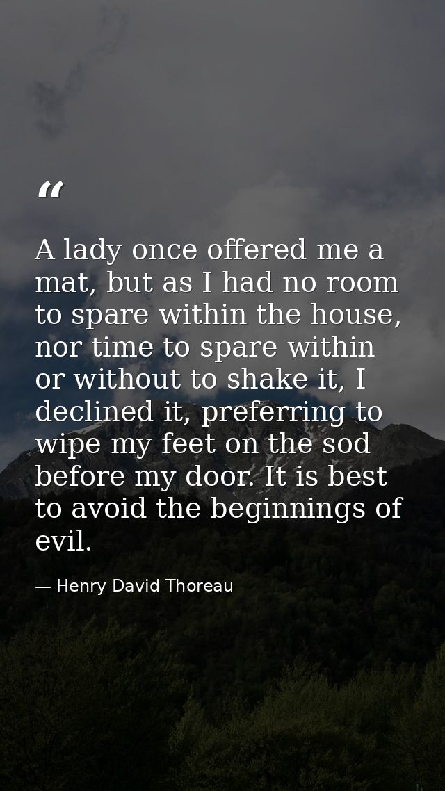 A lady once offered me a mat, but as I had no room to spare within the house, nor time to spare within or without to sha — Henry David Thoreau