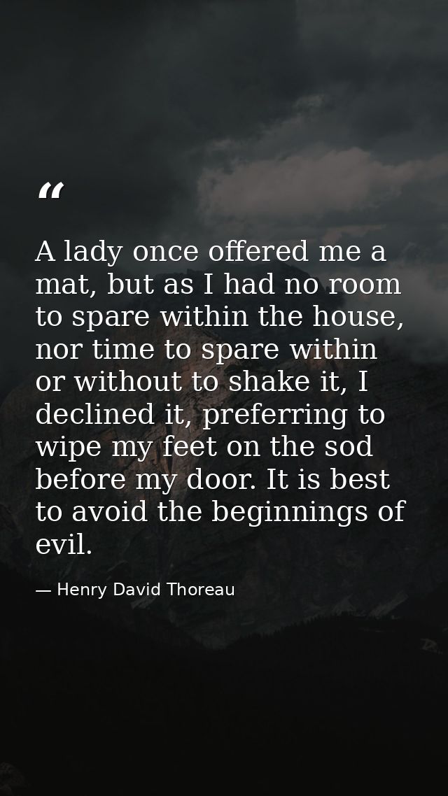 A lady once offered me a mat, but as I had no room to spare within the house, nor time to spare within or without to sha — Henry David Thoreau