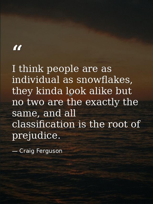 I think people are as individual as snowflakes, they kinda look alike but no two are the exactly the same, and all class — Craig Ferguson