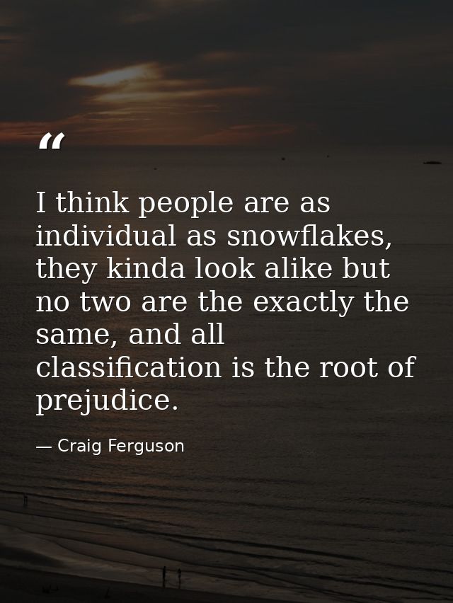 I think people are as individual as snowflakes, they kinda look alike but no two are the exactly the same, and all class — Craig Ferguson