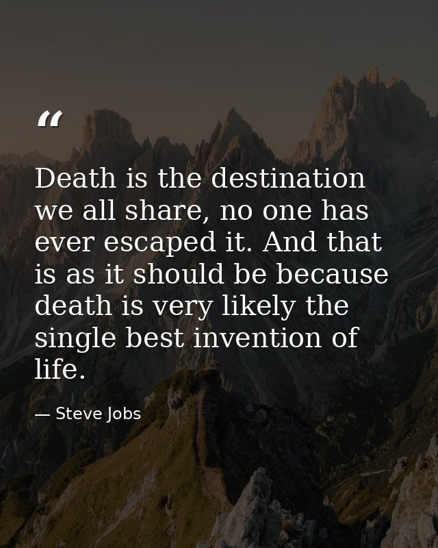 Death is the destination we all share, no one has ever escaped it. And that is as it should be because death is very lik — Steve Jobs