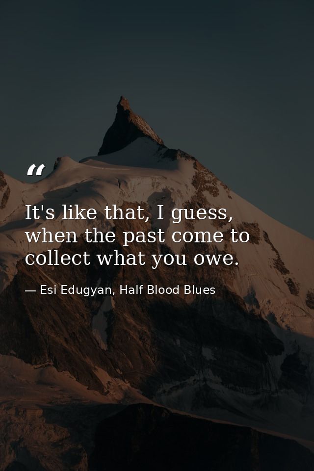 It's like that, I guess, when the past come to collect what you owe. — Esi Edugyan, Half Blood Blues