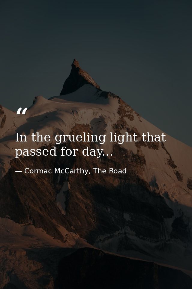 In the grueling light that passed for day... — Cormac McCarthy, The Road