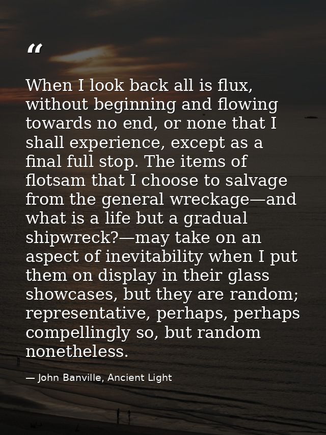 When I look back all is flux, without beginning and flowing towards no end, or none that I shall experience, except as a — John Banville, Ancient Light