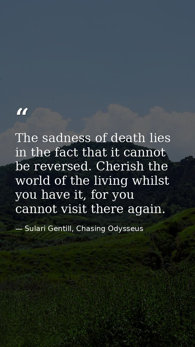 The sadness of death lies in the fact that it cannot be reversed. Cherish the world of the living whilst you have it, fo — Sulari Gentill, Chasing Odysseus