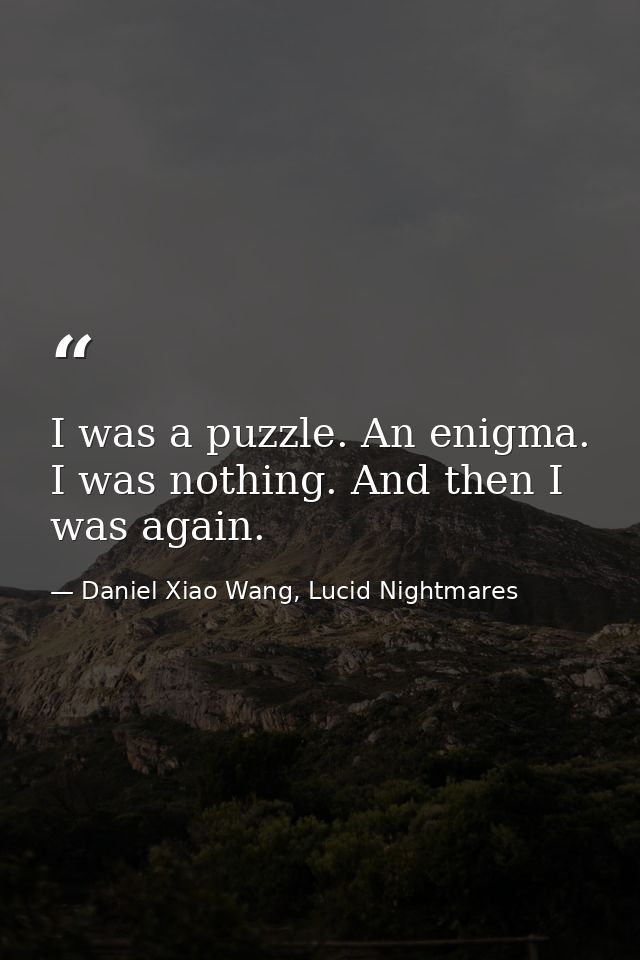 I was a puzzle. An enigma. I was nothing. And then I was again. — Daniel Xiao Wang, Lucid Nightmares
